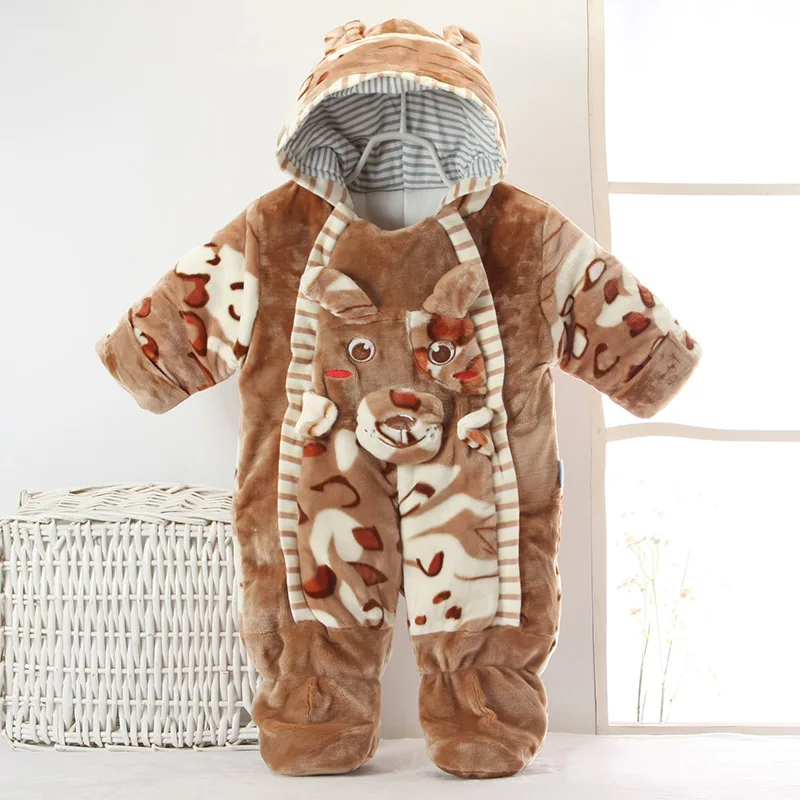 

2017 new Autumn Winter Cotton Polyester Baby Romper Long Sleeve Coverall Hooded Infant Jumpsuit with cute dog clothes