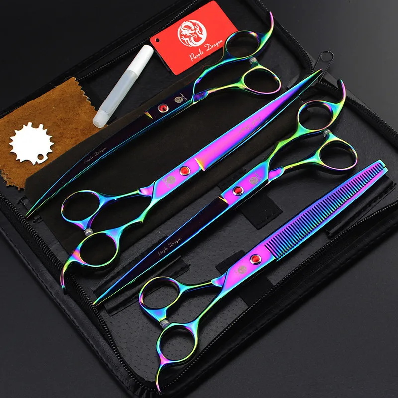 

Stainless Steel 8.0 inch Pet Scissors Dog Grooming Scissors Set Straight Curved Thinning Shears Animals Hair Cutting Tools
