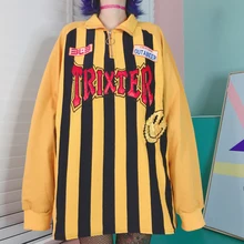 Harajuku детская забавная, вертикальная улыбка, воротник с лацканами, оверсайз, плечи, недостающая футболка