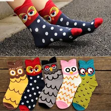 5 pairs/lot new fashion Famous hero OWL 3D cartoon socks good quality comfortable cotton socks women lovely harajuku meias soks
