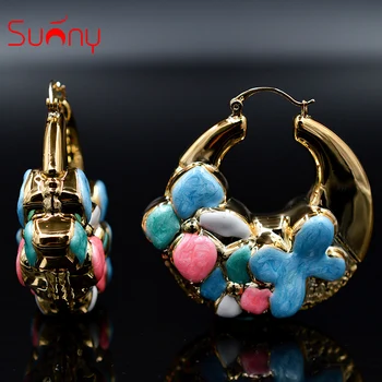 

Sunny Jewelry Delicate Dubai Exquisite Flower Jewelry Earrings Big Hoop Earrings For Women Colorful Enamel Jewelry For Wedding