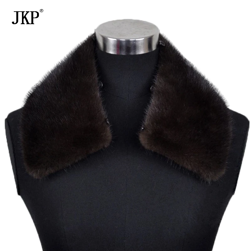 

Winter Real Fur Collar 100% Genuine Men's Mink Fur Collar Scarf Cap Quality Fur Collar