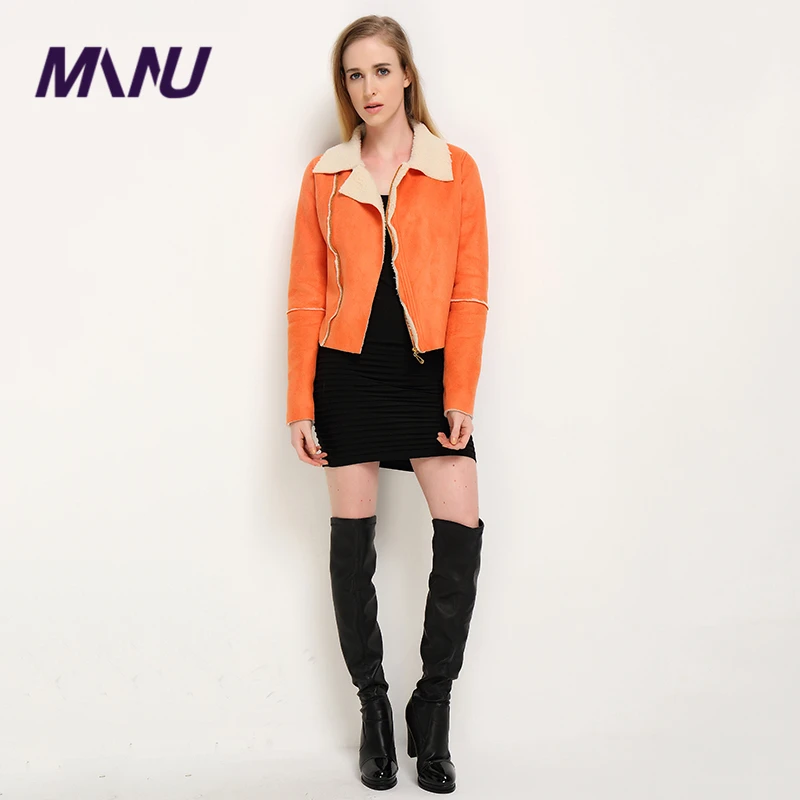 Мода стиль зимой замши куртка для женщин кожаная куртка / пальто с застежкой-молнией Jaqueta Feminina короткий тонкий пиджак MUJ22019