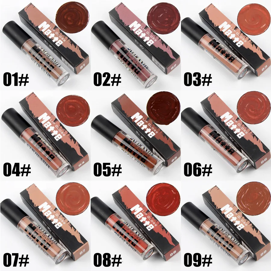 

12pcs/lot MISS ROSE Beauty Lips Baton Matte Lip gloss Waterproof Makeup Pigment Brown Nude Velvet Liquid Lipstick Free Shipping