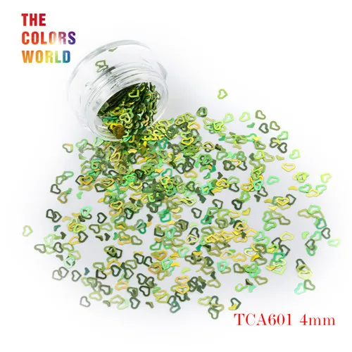 TCA601 50g Tct-050 полые сердца Форма Лазерная красочные Глиттеры для ногтей 4 мм Размеры для ногтей Гели для ногтей украшения Макияж facepaint DIY украшения - Цвет: TCA601 50g