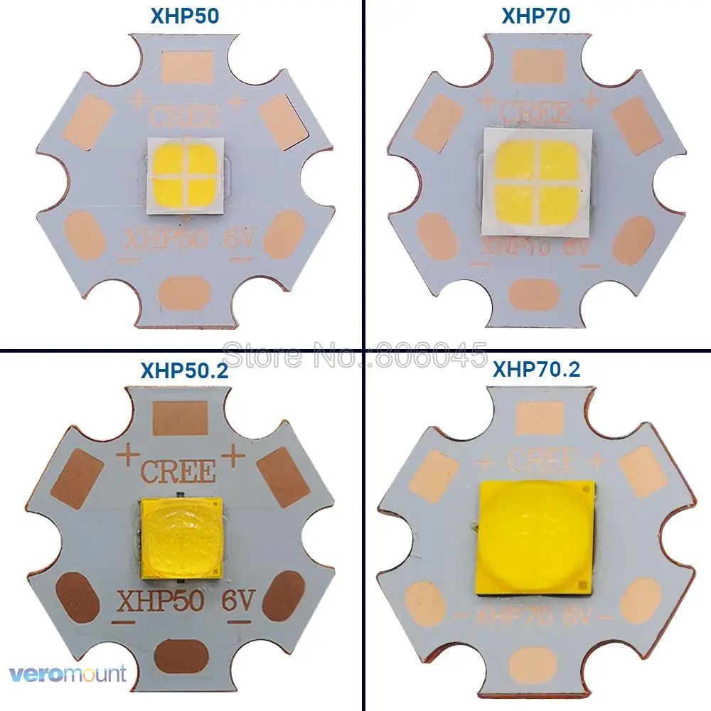 

CREE XHP50 XHP50.2 XHP70 XHP70.2 2nd Generation Cool White Neutral White Warm White LED Emitter 6V 12V with 16mm 20mm Copper PCB