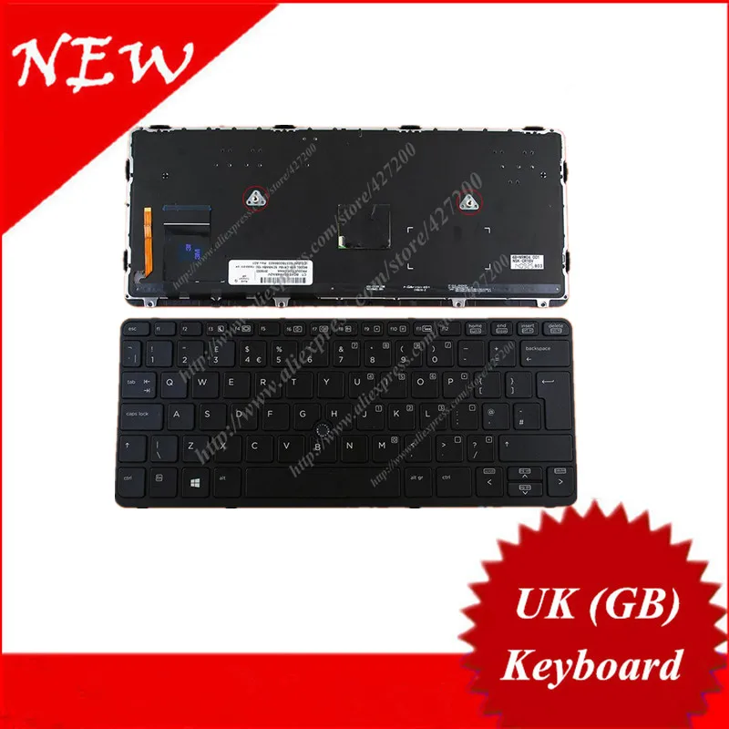 English UK (GB) Keyboard for HP EliteBook 820 G1 BLACK FRAME BLACK