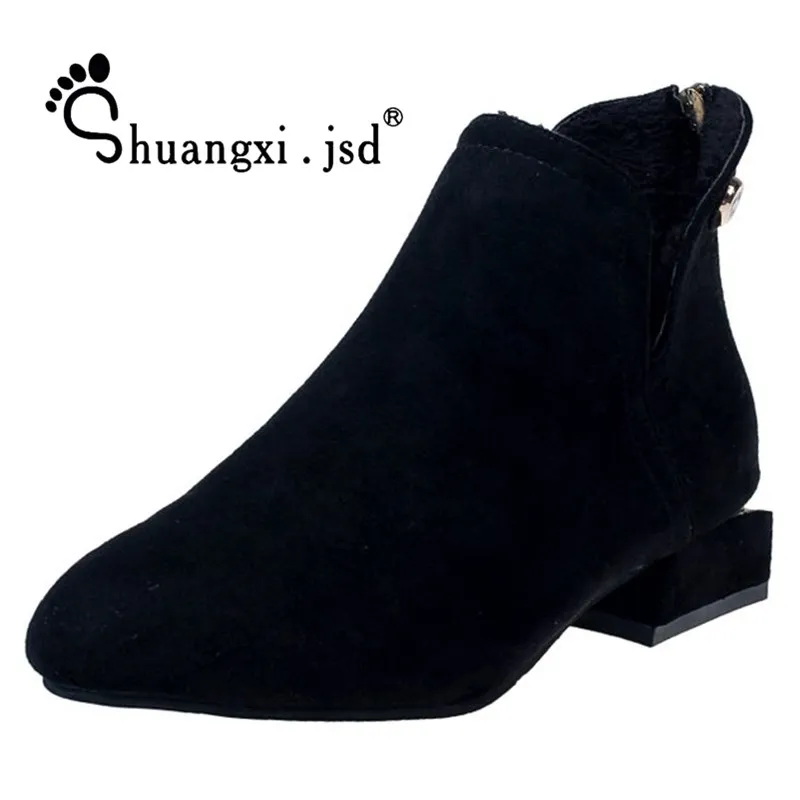 

Shuangxi.jsd Women Ankle Boots 2018 Winter New Shoes Luxury Designer Scrub Low-heeled Boots Ladies Booties Botas Mujer