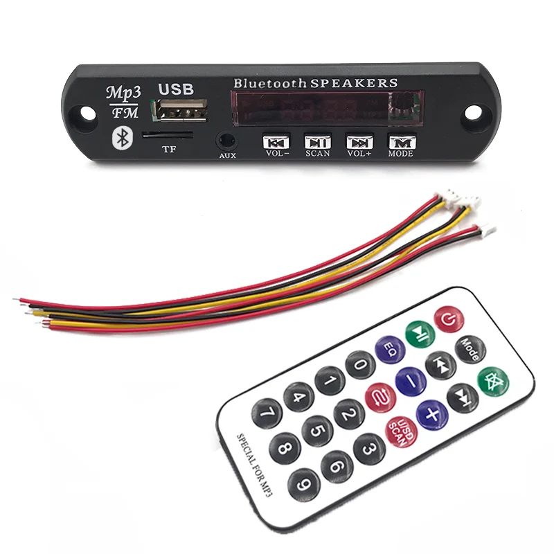 

Car USB Bluetooth Hands-free MP3 Player Integrated MP3 Decoder Board Module with Remote Control USB FM Aux Radio for Car