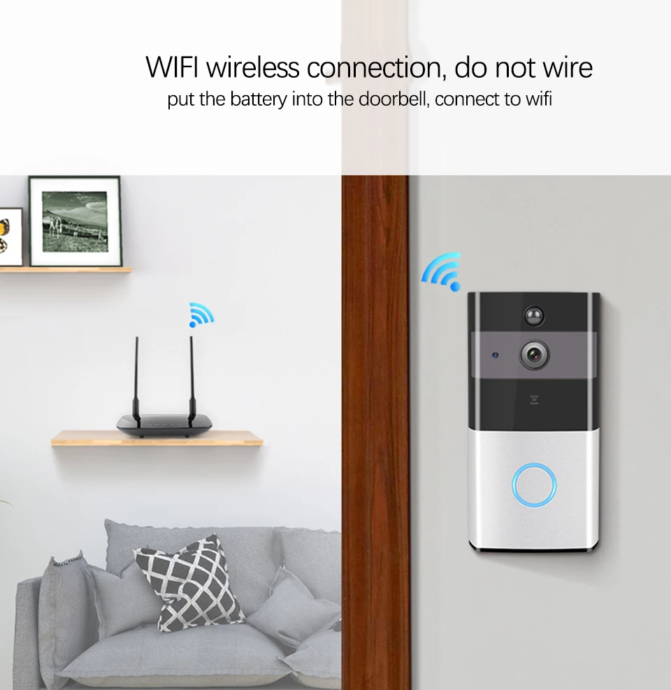 Умный дверной звонок с Wi Fi управлением через приложение Tuya беспроводной и