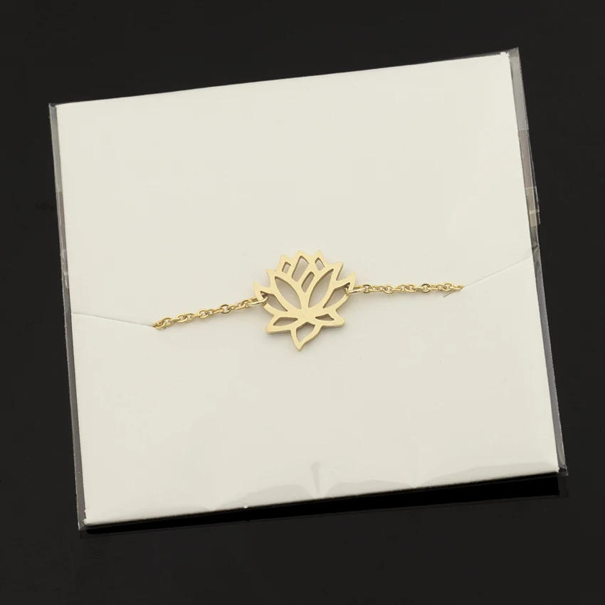 Нержавеющая сталь Золото Шарм Исцеление счастливый цветок лотоса браслеты для женщин ювелирные изделия в стиле бохо нежная цепочка Йога браслет мама подарки