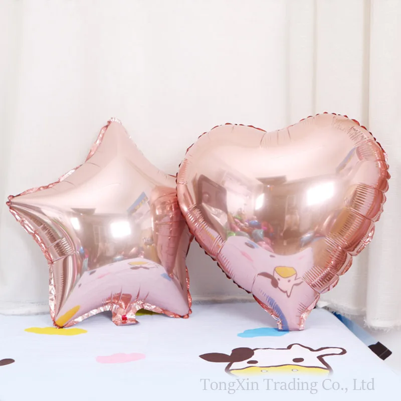 

18-inch love heart rose gold Aluminum film balloon gold star Aluminum foil balloons birthday party wedding decoration