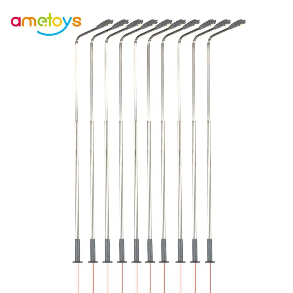 

10Pcs Lamppost Model Metal Streets Lamp Model Train Railway Architecture Street Single-head LED Lights Lamp Lamppost HO 1:150
