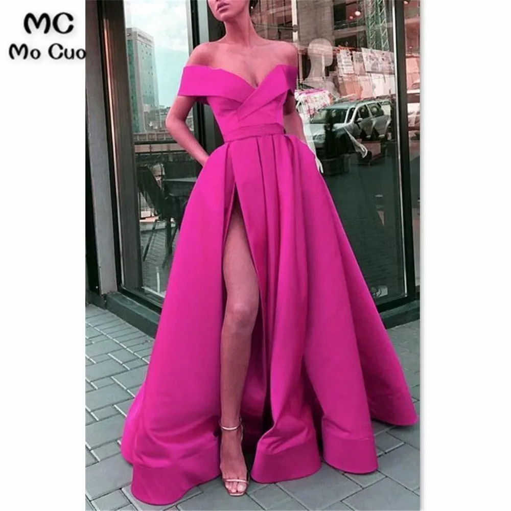 2019 A-Line Elegant Blue Charming Free Custom Long Women Formal Prom Dresse,Evening Gowns with Split , PD0941333333