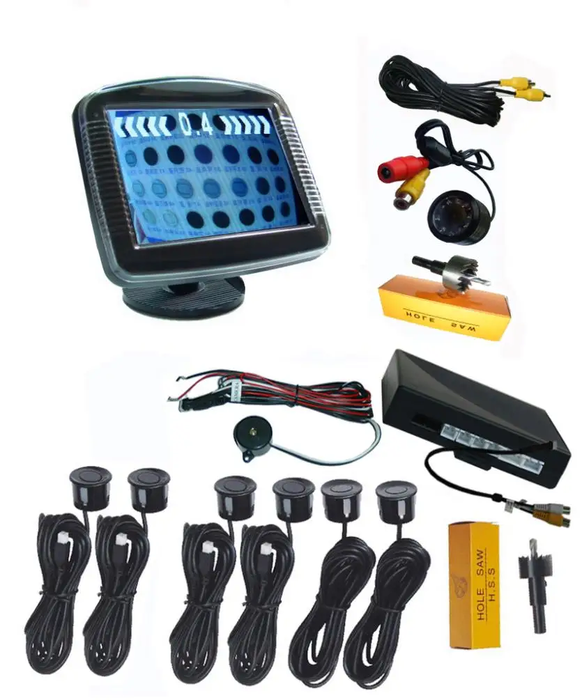 car parking sensor video parking sensor with 6 sensors front and rear view by 3.5 inch rear view