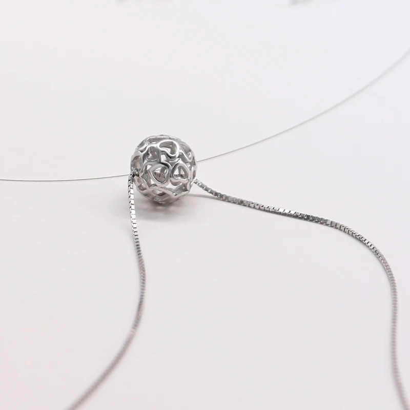 Hollow-carved Ball pendant Choker Necklace for Women 925 sterling silver Delicate Smalll Necklace on neck Bohemian Chain Jewelry