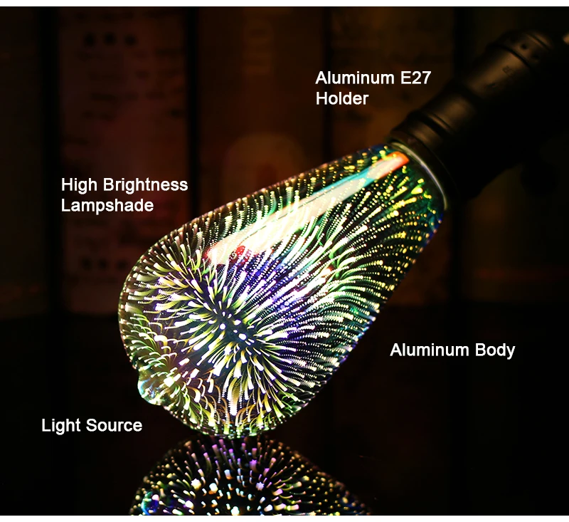 3D звезда светодиодный лампы 220V E27 красочные фейерверки Эдисон лампы для праздника Рождественская декоративная панель светодиодный потолочный светильник Lamparas Bombillas