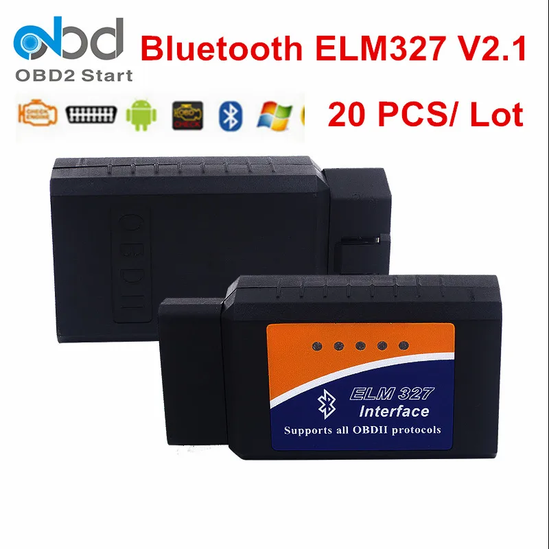 20 шт./лот черный ELM327 Bluetooth Интерфейс Аппаратные средства V2.1 ELM 327 автоматический