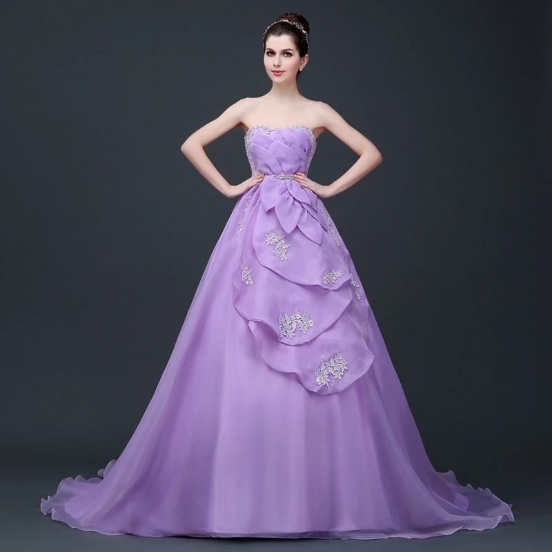 

Sweetheart Flowers ruffles crystal sexy bridal wedding gown