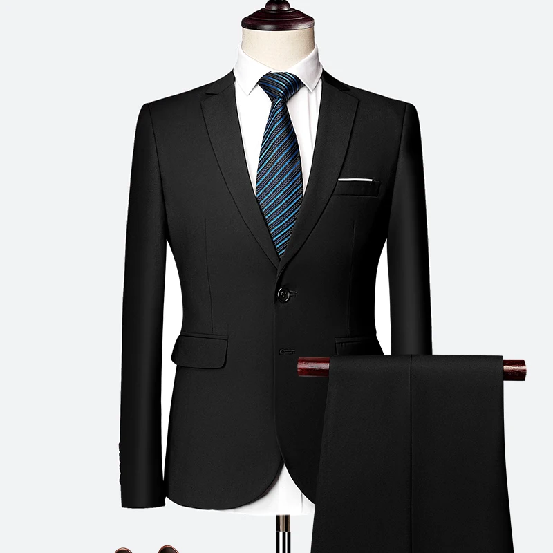 OSCN7 Solid 2PCS Suits Men Slim Fit Casual High Quality Business Wedding Mens Dress Suit Plus Size Casual Costume Homme 533 OSCN7 Solid 2PCS Suits Men Slim Fit Casual High Quality Business Wedding Mens Dress Suit Plus Size Casual Costume Homme 533