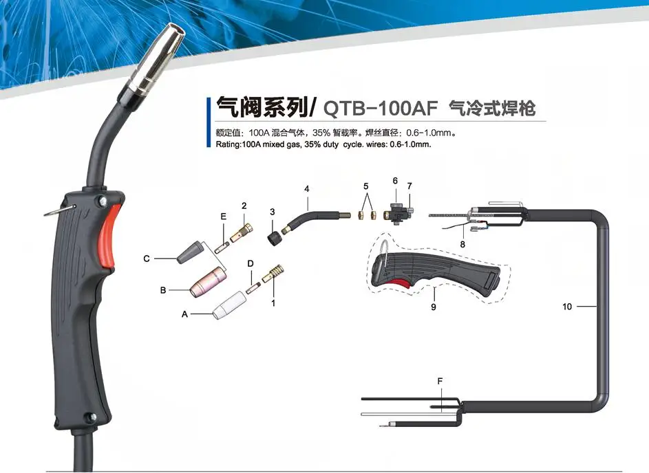 2,5 метров OEM MB 15AK 15 AK Mig фонарь с газовым значением для MIG-130 Mig сварочный аппарат 100AF JINSLU Mig пистолет