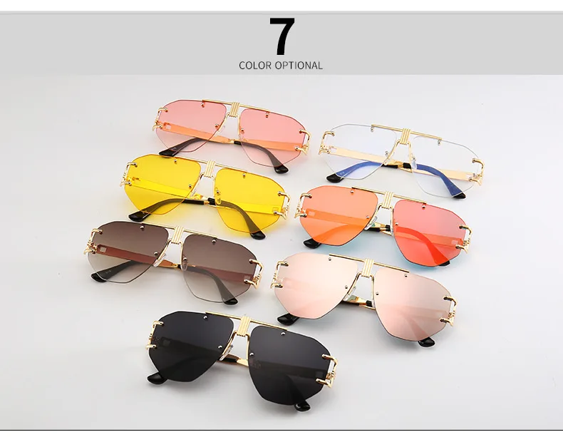 Новинка, брендовые дизайнерские Винтажные Солнцезащитные очки без оправы для женщин и мужчин, ретро очки с градиентными линзами для женщин, UV400