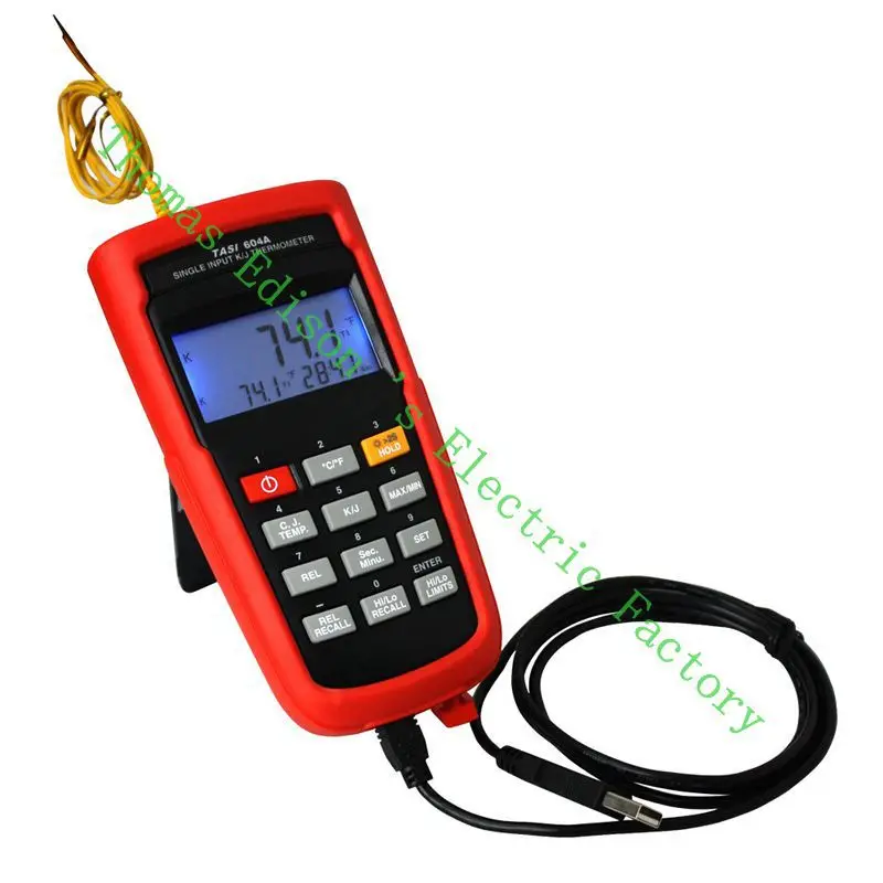 

TASI-604A USB Interface & DC Power K-TYPE or J-TYPE Single Channel Thermocouple Thermometer High/Low Alarm Function meter