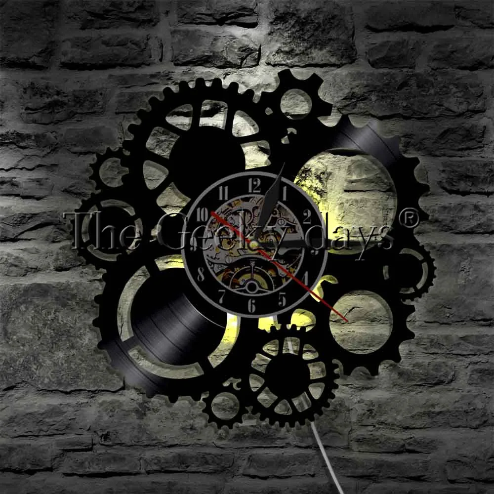 Parede de Luz Sinal de Engrenagens da Engrenagem Mudança da Cor Conduziu a Iluminação Lâmpada de Parede com Controle Preço Steampunk Levou Relógio Remoto 1 5 Cheap Luminárias de parede