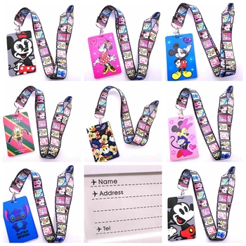 

10 pcs Soft Silicone cartoon mickey minnie stitch duck marie cat Sign Card ID Holder With Hanging String Keychain TT-15