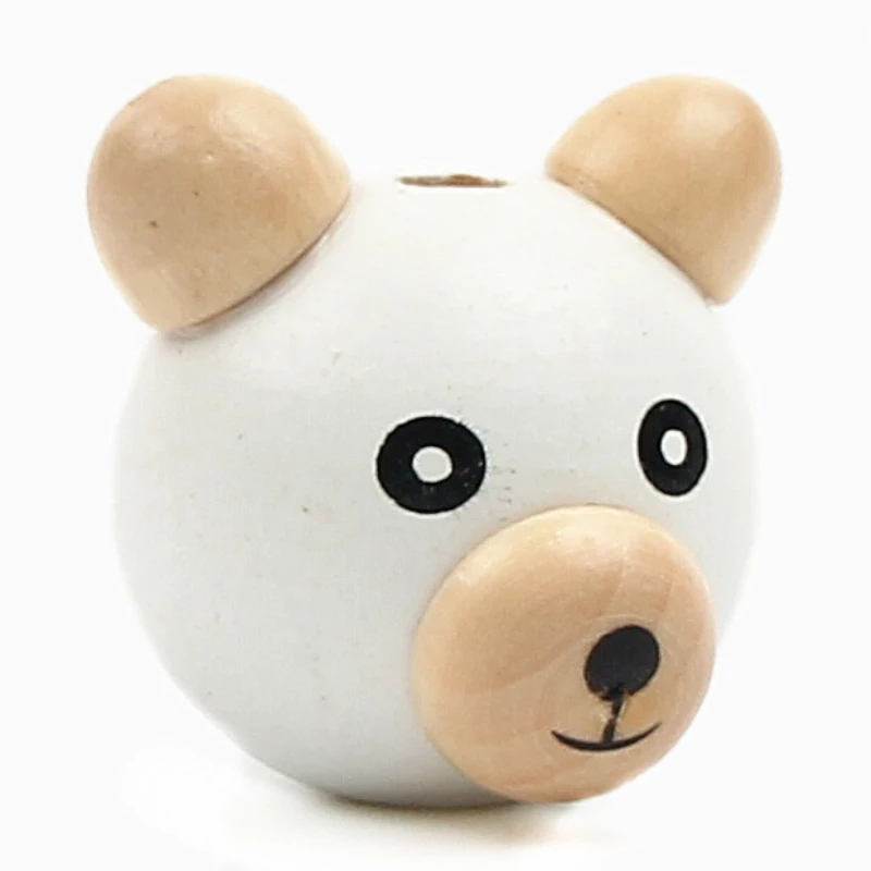 3D Медвежонок деревянный шарик 5 шт улыбающееся лицо деревянные бусины для изготовления ювелирных изделий соска клип подходит мультфильм Дети бусины - Цвет: Color 22