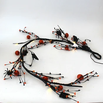 

Light Spider and Pumpkin Lighted Garland Fall Decor Fall Garland Thanksgiving Decor Lighted Fall Wreath Halloween String Lights