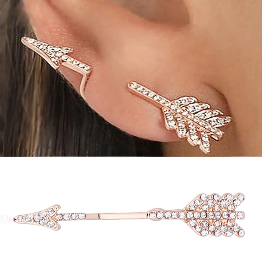 

IPARAM 2017 1PC exaggerated split arrow female earrings full crystal inlaid boutique earrings as a gift