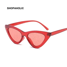 Блестящие солнцезащитные очки "кошачий глаз" для женщин, фирменный дизайн, солнцезащитные очки для женщин, цветные прозрачные зеркальные женские солнцезащитные очки, модные очки