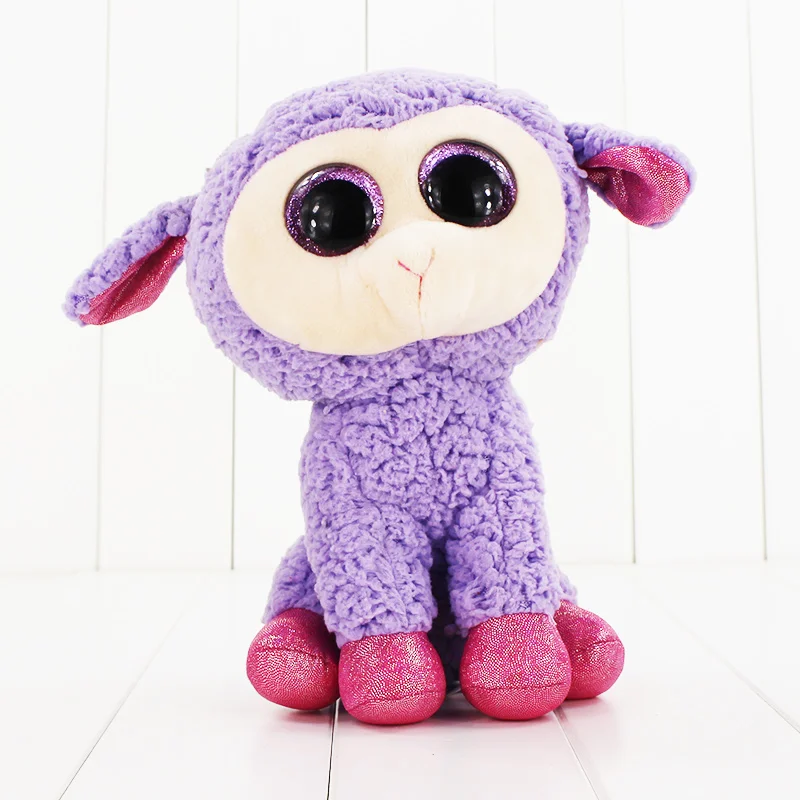 25cm Ty Beanie Boos Big Eyes Plush font b Toy b font Doll Purple Sheep TY