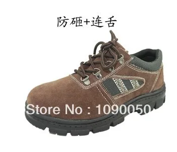 

Safety shoes suede steel toe cap covering genuine leather work shoes slip-resistant oil breathable Labor insurance shoes 45 46