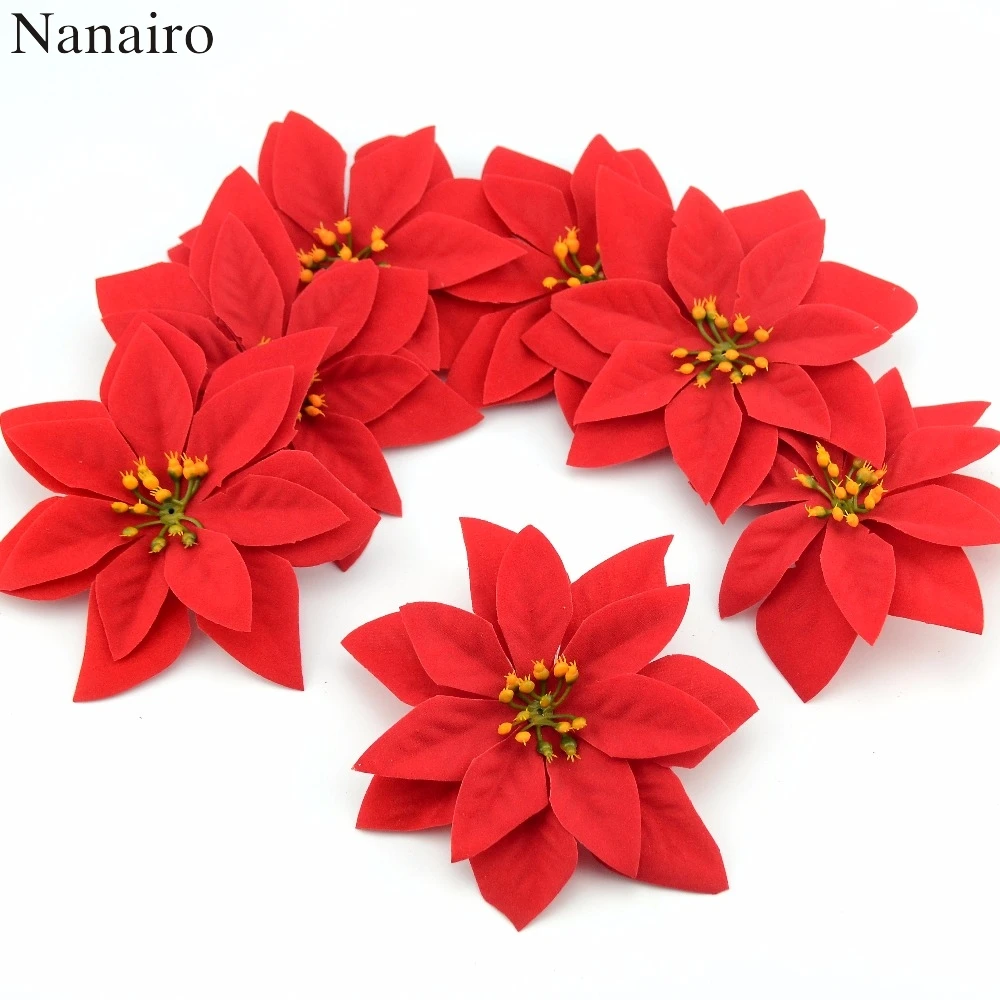 

10pcs 14cm Flannel Large Artificial Rose Flower Heads For Home Wedding Decoration Scrapbooking DIY Christmas Tree Silk Flowers