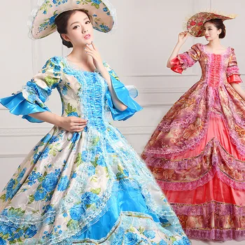 

Customized Print Mesh Marie Antoinette Dress Costumes 18th Century Half Sleeve Masquerade Ball Gowns Theatre Clothing Ten Colors