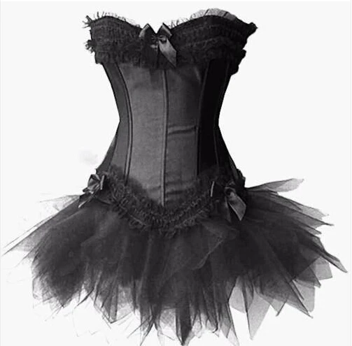

Burlesque Corset & tutu /skirt Fancy dress outfit Halloween Costume plus size S-6XL