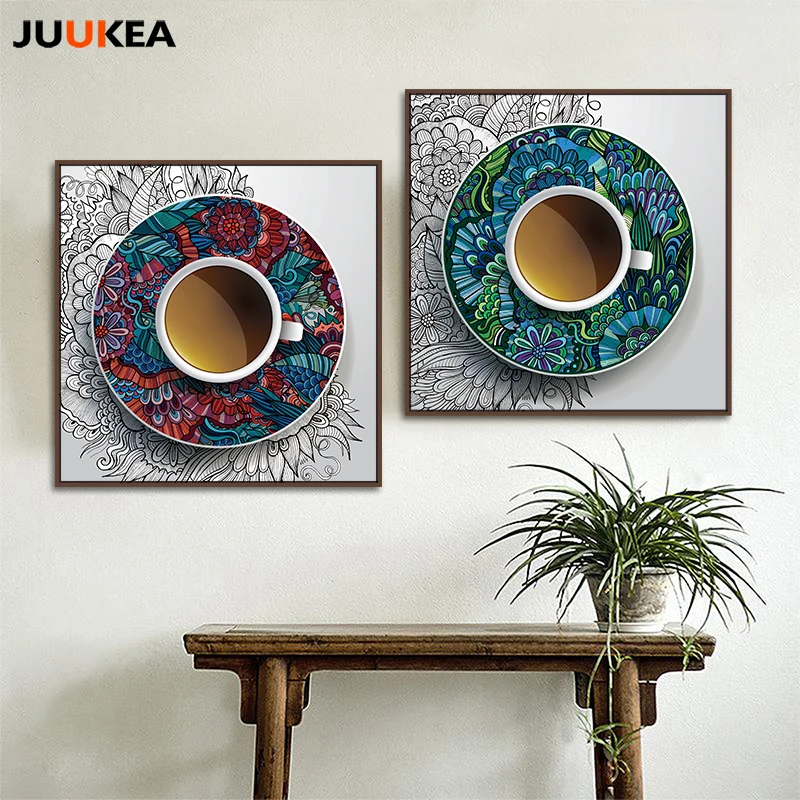 

Traditional Ethnic Coffee Creative Decoration Painting Plate Art Canvas Print Painting Poster, Home Wall Picture For Living Room