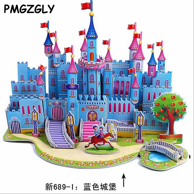 Puzzle 1 15 цветов 3D DIY головоломка обучения игрушка замок строительство шаблон для детей головоломки дома модели строительные игрушки - Цвет: Puzzle 1