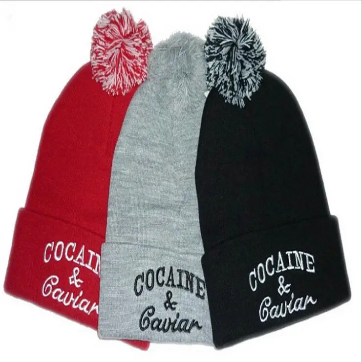 Новый стиль Cocain &amp Caviar Beanies с мячом хип-хоп кепка мужские теплые вязаные шапки для