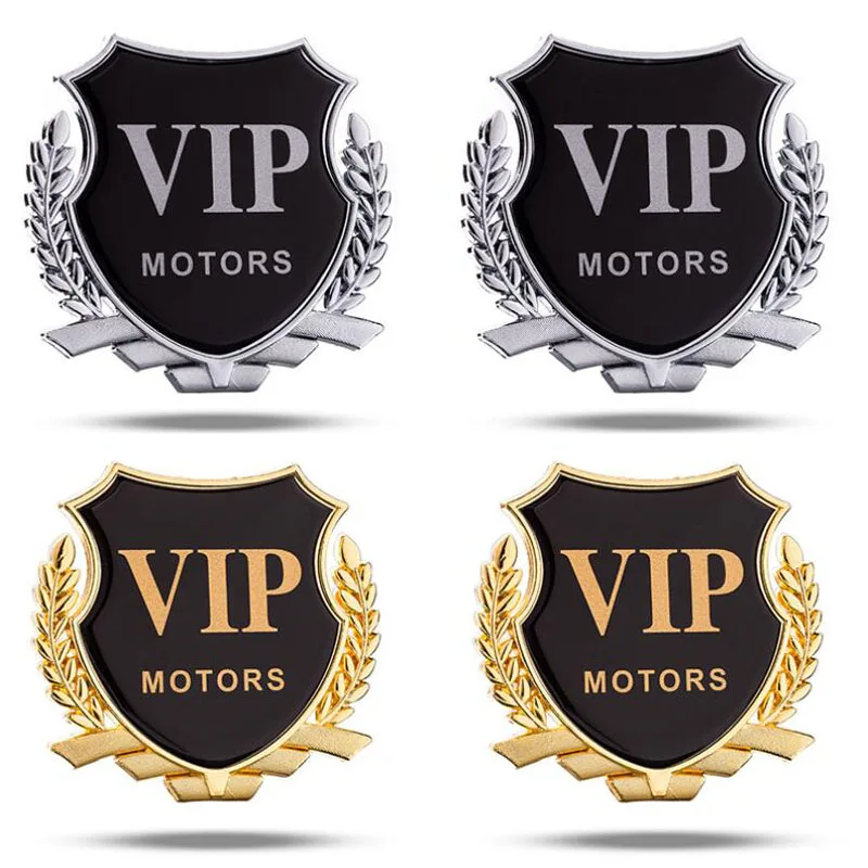 

CDCOTN 2pcs Car Sticker 3D Logo Car Door Window Chrome Emblem Badge Body Decal Metal Decoration DIY VIP Stickers Auto Products