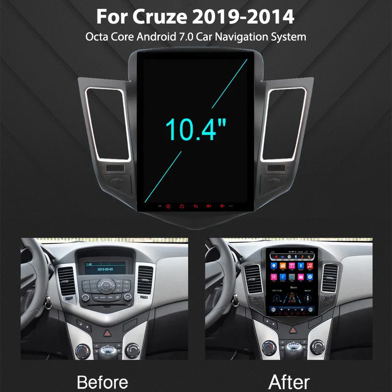 Car Smart Big Screen 10.4 inch Tesla Style Screen Car GPS Navigation For Chevrolet Cruze 2009-14 Support Video 4G with Google Car Smart Big Screen 10.4 inch Tesla Style Screen Car GPS Navigation For Chevrolet Cruze 2009-14 Support Video 4G with Google