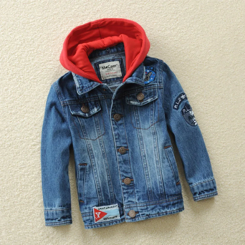 Denim Jacken Für Jungen Herbst Graben kinder Kleidung Mit Kapuze Oberbekleidung Windjacke Baby Kinder Jeans Mäntel Teenager 2 12 jahre-in Jacken & Mäntel aus Mutter und Kind bei