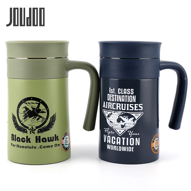 

JOUDOO 420ml Vacuum Flasks With Handgrip Thermoses Office Tea Stainless Steel Insulated Cup Thermo Mug With Tea Leaks 35
