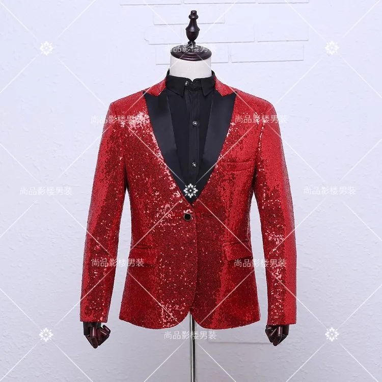 Мужчины Blazer Masculino Slim Fit пиджаки Hombre мужские церемоний председательством мужчин для ночного клуба с блестками костюм Studio Производительность