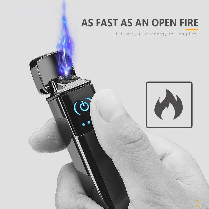 

2019 Mini Double Arc Plasma Lighter Square Electric Lighter Rechargeable USB Cigarette Lighters Windproof Smoking Accessories