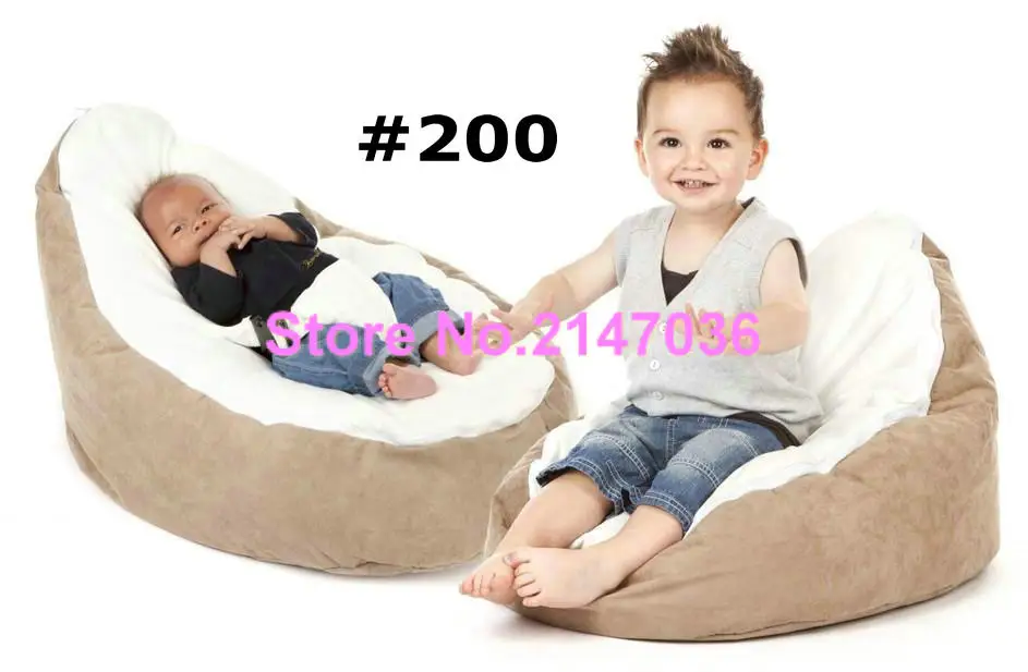 buy Brown base with cream seat bean bag chair 2 tops cover kids sleeping beanbag sofa seat