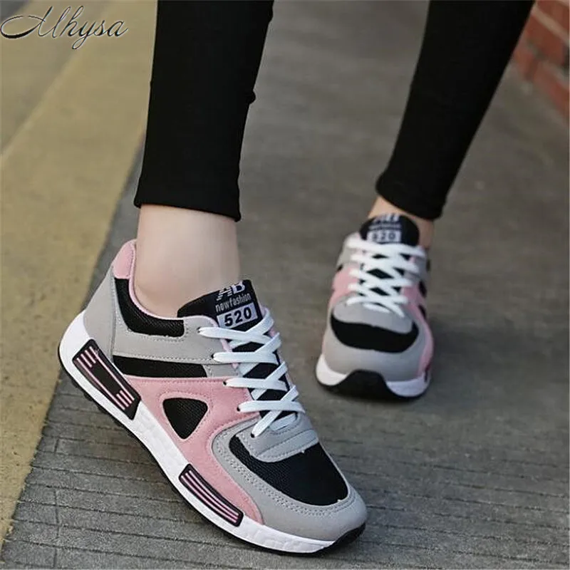 

Mhysa 2019 new ladies mesh comfortable breathable ladies casual shoes flat vulcanized shoes casual fashion lace sneakers L242