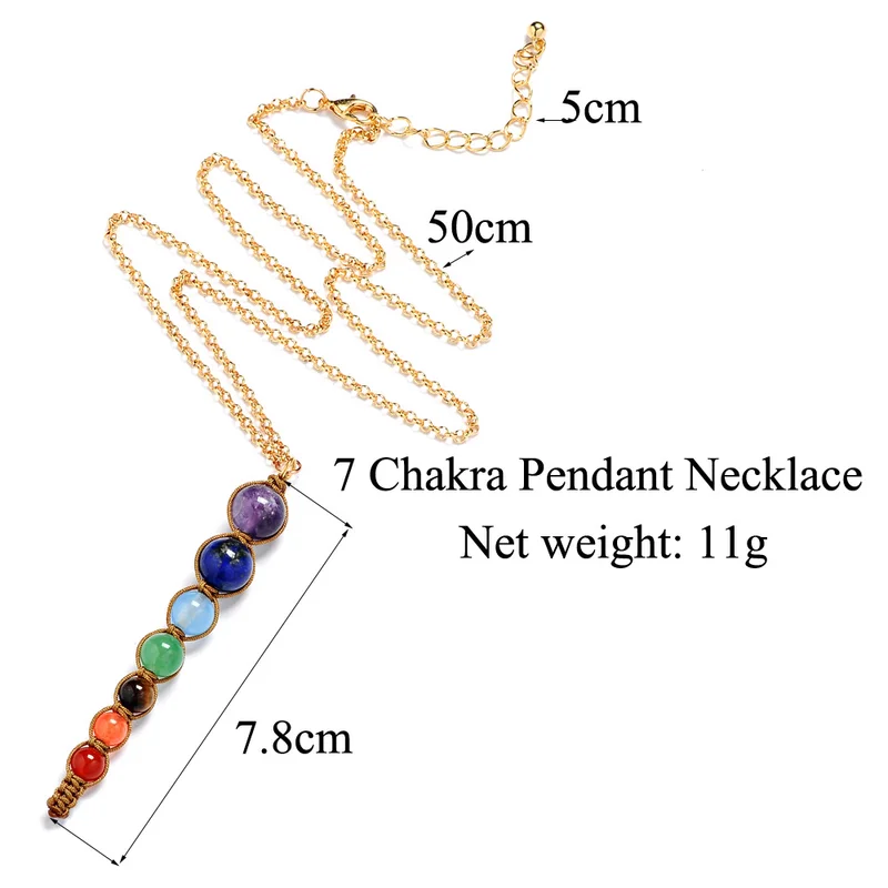 7 Чакра натуральная подвеска в виде каменного маятника кулон ожерелье ручной работы золотой цвет драгоценные камни Рейки Кристалл ювелирные изделия для женщин